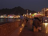 Muscat 03 Mutrah 12 Corniche Just After Sunset Mutrah is especially beautiful at night with the lights reflecting off the water and the white facades of the old merchants' houses that front the promenade.